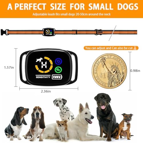 Humane Bark Collar for Small Medium Dogs, No Shock Anti Barking Collar with Smart Chip, 3 Training Modes (Beep & Vibration), IP67 Waterproof Rechargeable Stop Barking Device, 8-65 lbs