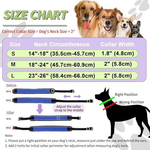 Martingale No Pull Dog Collar for Large Medium Dogs Training Walking, Heavy Duty Nylon Reflective Adjustable Anti Pull Slip Collar with Buckle L Blue