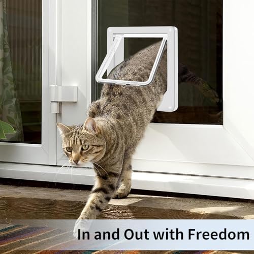 Cat Door for Interior Exterior Door, 4-Way Locking Flap
