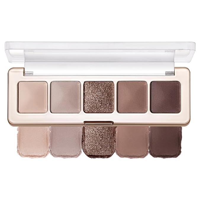 Neutral Nude Brown Eyeshadow Palette–Beige, Cool Taupe, Bronze Gold Shimmer, Cocoa Brown, High-Pigment Blendable Long-Lasting Eye Shadow and Contour Palette for Daily Soft Glam Makeup for Mature Eyes