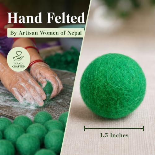 Felted Wool Cat Ball Toys, Green, 6PCS