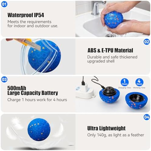 Interactive Dog Toys, Chew-Proof Dog Ball for Aggressive Chewers