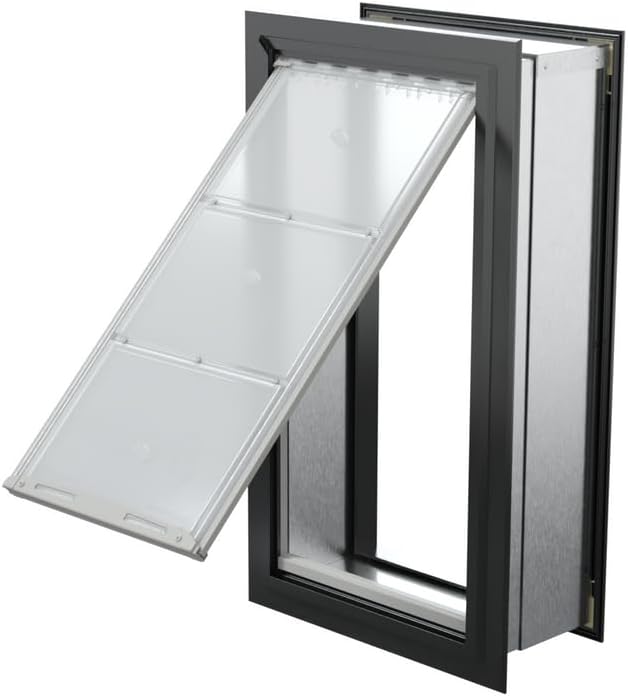 Endura Flap Single Flap Pet Door for Thick Walls | Deep Wall Design up to 13" Thick | Insulating Dual-Layer Flap & Durable Aluminum Frame | Includes Locking Cover | Black, XL, Single Flap