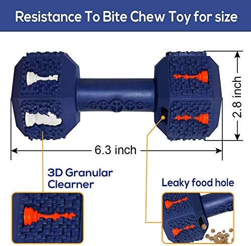 Dog Chew Toys for Aggressive Chewers Indestructible Dog Toys Tough Natural Rubber Dumbbell Toy for Small Medium Large Dogs Large Blue