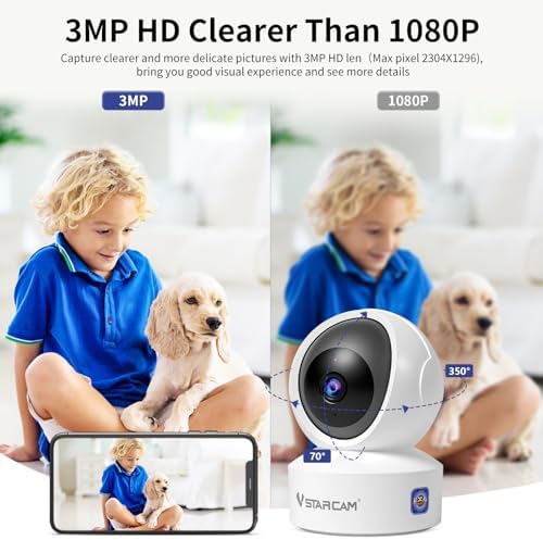 VSTARCAM Indoor Security Camera, 1080P HD WiFi Camera, Baby Camera, Pet Camera, Baby Monitor with Night Vision 2-Way Audio, Dog Camera with Phone APP, Motion Detection & Cloud Storage 02