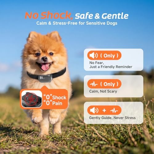 Tiny Bark Collar for Small Dogs 5-15lbs, Only 1.4 * 1 in & 0.6oz, No Shock Anti Barking Collar with Vibration & Beep, Extra Small &Rechargeable Dog Training Collar, 5 Sensitivity Levels (Matte Black)