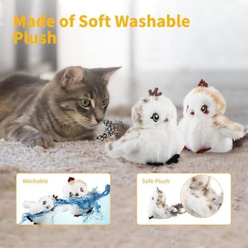 Gigwi Interactive Cat Toys for Indoor Cats, Flapping and Chirping Catnip Toys for Cat Exercise, Automatic Cat Toy with Beating Wings & Real Feather Tail, Rechargeable Cat Kicker Toy Prince & Princess