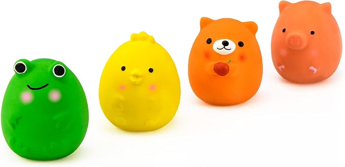 CHIWAVA 4PCS 2.4" Squeak Latex Puppy Toy Funny Animal Sets for Small Dog