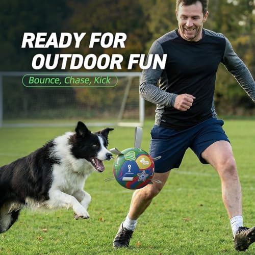 QDAN Dog Soccer Ball with Straps, 7 Inch World Cup Soccer Ball for Dogs, Water Toy, Dog Ball Toys for Medium Large