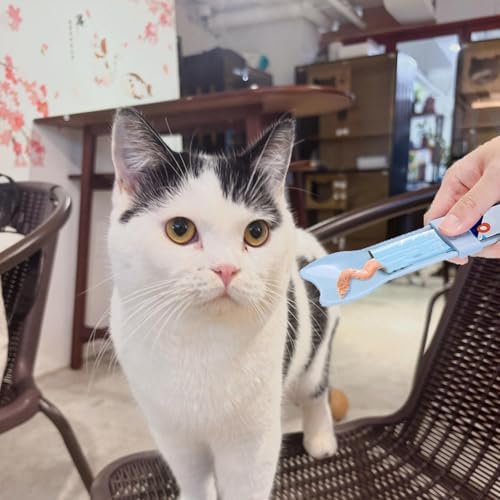 2pcs Cat Treat Spoon Squeeze, Cat Strip Feeders, Multi-Function Kitten Strip Squeeze Spoon for Wet Food Liquid Snack, Licky Treats Feeding Scoop Treat Dispenser Feeding Scoop for Puppies Small Pets
