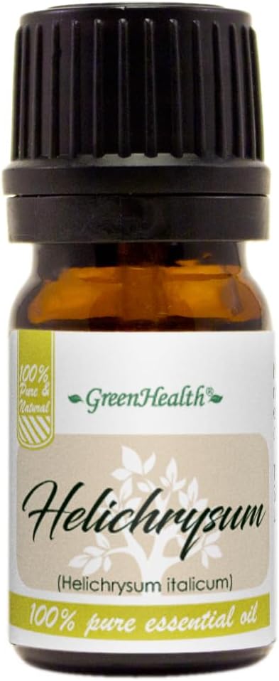 GreenHealth Helichrysum Essential Oil – 5 ml – 100% Pure & Natural – Therapeutic Grade – Amber Glass Bottle with Euro Dropper