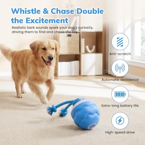 Dog Toys, Interactive Dog Toys, Automatic Interactive Dog Ball, 3 Modes Motion Activated Dog Balls for Medium Large Dogs, Type-C Rechargeable & Bite-Resistant (Blue01)