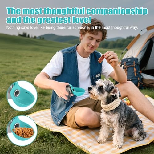 Portable Dog Water Bottle 10oz Stainless Steel Travel Dog Water Dispenser with Bowl No-Spill Puppy Water Bottle for Walking Hiking Small Dog Water Bottle