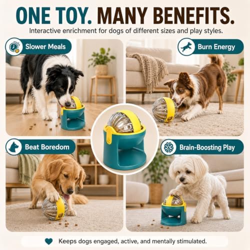 2-in-1 Dog Puzzle Toy, Treat Dispenser & Slow Feeder (Yellow)