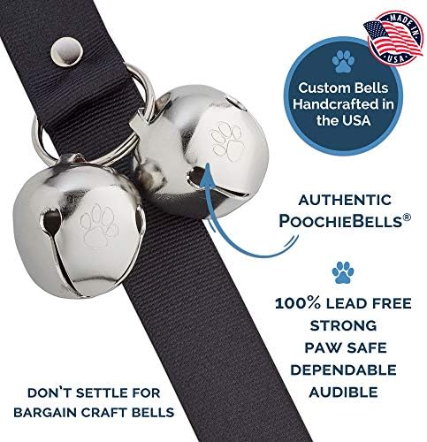 PoochieBells Handcrafted Dog Doorbell for Potty Training – Easy & Quick, Doggie-Safe USA-Made Dog Door Bell with Perfect Sound, Dog Trainer-Recommended for over 20 Years,PB-SOLIDBLACK