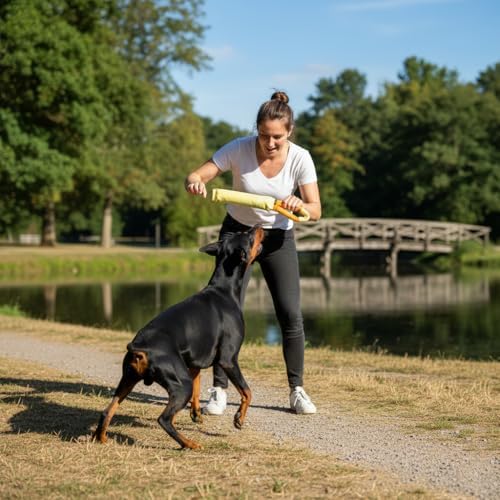 OllyDog Tugger | Dog Tug Toy for Tug of War & Training | Durable Bite Pillow | Eco-Friendly Recycled | Handle | Medium Large Dogs (Sol)