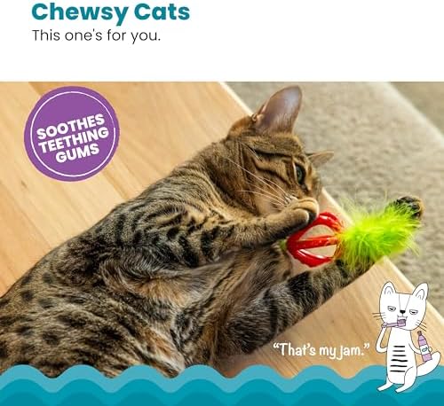 Catstages Dental Strawberry Teether Cat Chew Toy with Catnip, 4"