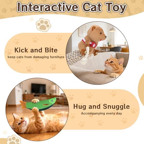 Cat Wrestling Glove - Cat Puppet Wrestler Toy with Tough Padding for Safe Interactive Play, Cat & Dog Wrestling Interactive Toy with Fish Toys, Kids & Pet Safe for Training & Exercise (B)