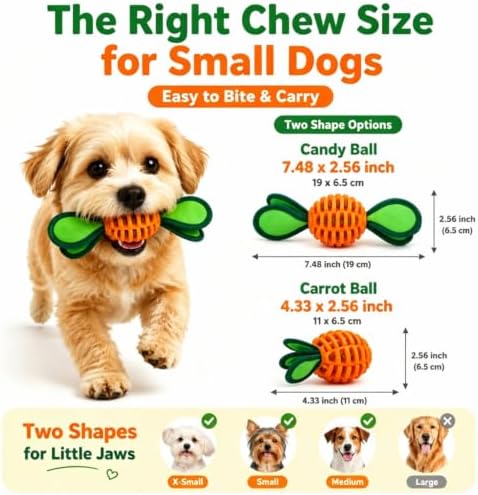 2 Pack Dog Chew Toy for Small Breeds, Puppies Treat Dispensing Ball
