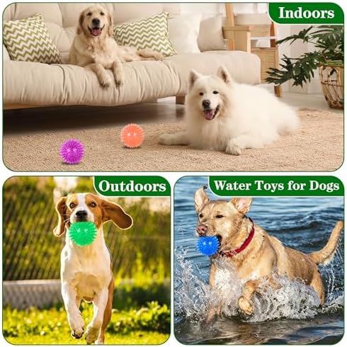 9 Pack Squeaky Dog Balls 3.5″Dog Toys Balls for Medium Large Dogs Pet Puppy Chew Toys for Teething No Odor Durable Spiky Balls for Teeth Cleaning and Training for Medium Dogs (Medium)