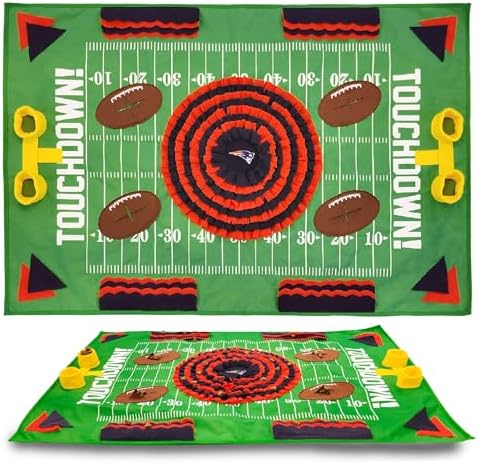 NFL New England Patriots Dog Snuffle Mat – Interactive Pet Slow Feeder, Football Field Design Food Puzzle Toy for Dogs & Cats, Foraging Activity Mat for Smarter Feeding