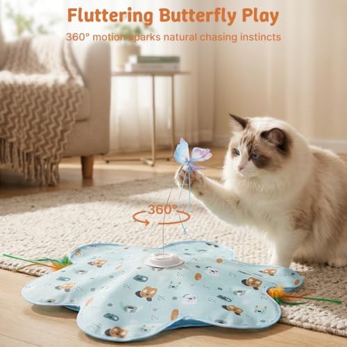 Interactive Cat Toys, Automatic Hide and Seek Feather Toy for Indoor Cats