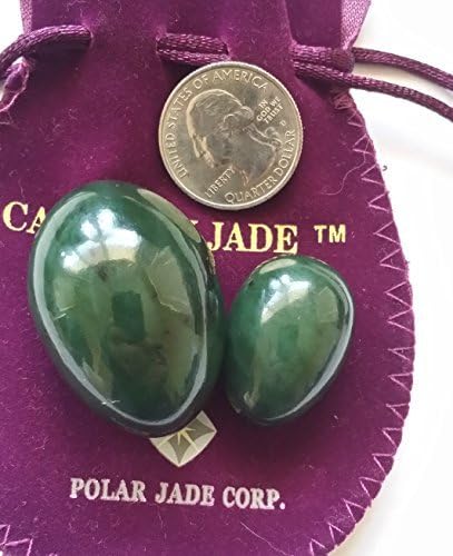2-PCS Undrilled Nephrite Jade Stone Eggs Set – Medium & Small Sizes (43 × 30 mm & 35 × 25 mm) | 100% Natural Jade, Hand-Polished with Certificates & Velvet Pouches | Polar Jade