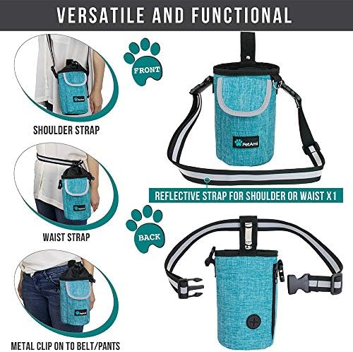 PetAmi Dog Treat Pouch, Large Hands-Free Training Bag, Teal Sea Blue