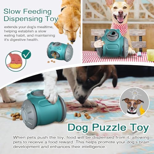 Interactive Dog Toys - Dog Puzzle Toys, Adjustable Food Dispenser, Treat Dispensing Dog Toy for Indoor Dogs, Puzzle Feeder with Slow Feeding, for Small, Medium, or Large Breeds Pet Gift (Green)