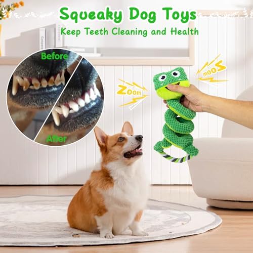 VIWIK Interactive Dog Squeaky Toys, Plush Dog Chew Toys for Large Medium Small Smart Breed, Puppy Toys for Boredom and Stimulating, Tug of War Toys to Keep Them Busy, Puppy Chew Toys for Teething