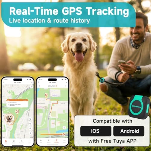 Woyamay GPS Tracker for Dogs & Cats, Real-Time Location & Virtual Fence
