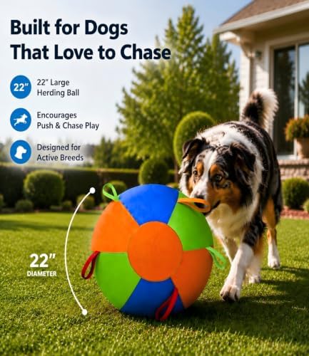 22" Herding Ball for Dogs, Large Dog Training Toy for Outdoor Play