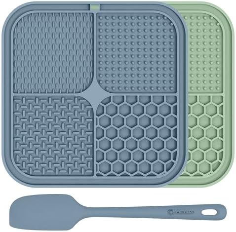 ChefAide 2 Pack Lick Mat for Dogs,Cats,Upgraded 8.5×8.5 inches Licking Mats with Suction Cups,Slow Feeder Licking Pad for Anxiety Relief and Boredom Reducer,Suitable for Dog Training Set 3