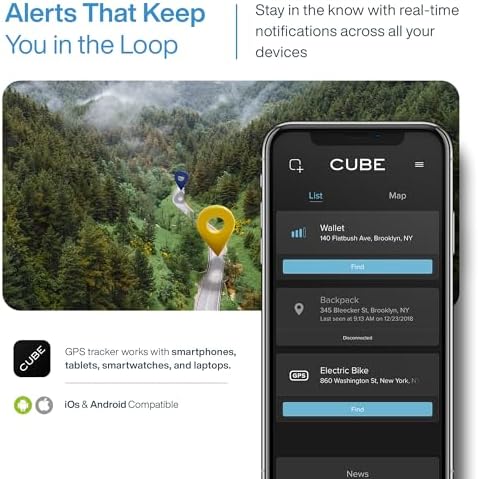 Cube GPS Tracker for Vehicles Assets Kids, Mini GPS Trackers for Dogs, Car Tracker Device: Real Time Worldwide Location SOS Pings Geo-Fencing + Rechargeable Battery Requires Subscription | IP67 Waterproof Mini GPS Tracker Device with Movement Alerts, G...