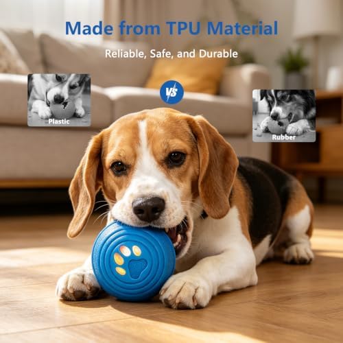 Smart Interactive Dog Ball for Aggressive Chewers, Self Moving Toy, E-TPU