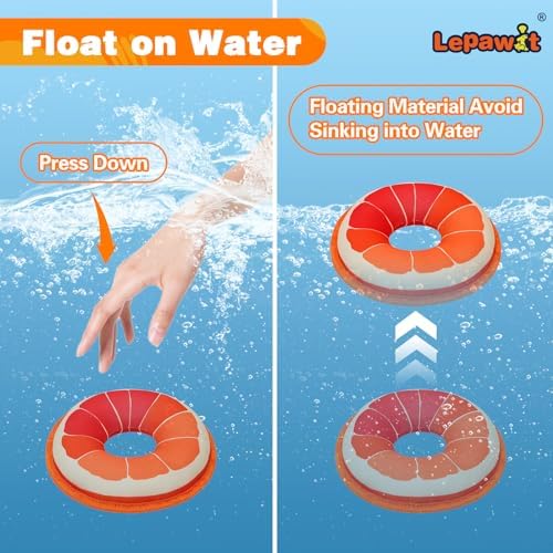 Floating Dog Squeaky Water Pool Toys Water Fetch Toys for Small Medium Dogs, Quick-Dry Waterproof, Machine Washable, Lake & Beach Interactive Summer Dog Toy Grapefruit