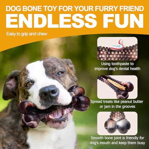 Dog Chew Toys for Aggressive Chewers, 2Pack Indestructible Dogs Bone Toy for Large Small Medium Breeds, Durable Tough Nylon Dog Toys To Keep Them Busy, Puppy Teething Dogs Toy Bone, Beef&Bacon Flavor