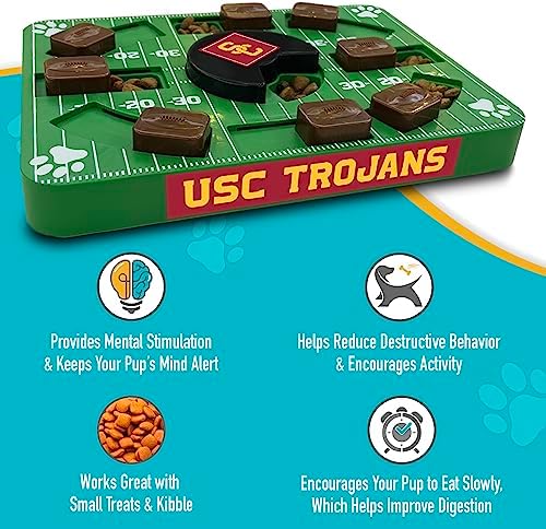 Pets First NCAA USC Trojans Puzzle Toy, Puzzle Treat Dog Toy, Interactive Dog Treat Toy, Dog Puzzle Feeding Slow Toy