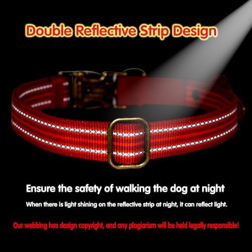 Airtag Dog Collar,Reflective Collar with Airtag Holder for Medium Dogs(Red)