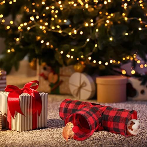 Rypet Guinea Pig Tunnel Hideout 3-Way Collapsible Small Pet Tubes, Red