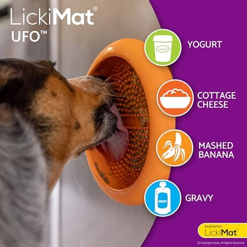 New LickiMat UFO Pink - Bathing, Shower & Grooming Distractor, Natural Rubber Large Licking Nubs, Unique Dribble Catcher Design, Slow Feeder Dog Bowl
