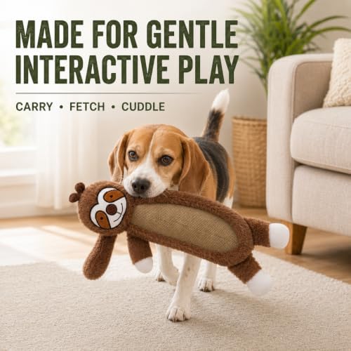 Sloth Squeaky Plush Dog Toy with Crinkle for Puppies, Small/Medium Dogs