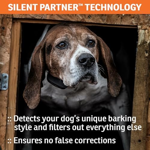 SportDOG NoBark Bark Collar | Silent Partner Bark-Only Detection, 8 Progressive Static Levels, DryTek Waterproof, Replaceable Battery, Dogs 8 lb+, 5-22 in