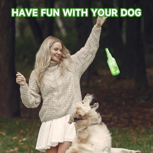 Water Bottle Dog Toy,Dog Toys for Aggressive Chewers,Water Bottle with Tennis Ball,Suitable for Small and Medium Pets to Exercise Outdoors(Green)