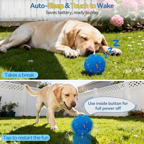 Newget Interactive Dog Toy Ball with Remote, 3 Modes Smart Moving Dog Balls with Touch Wake-Up, Automatic Bouncing/Rolling Chew-Resistant for Medium & Large Dogs to Keep Busy, Indoor/Outdoor