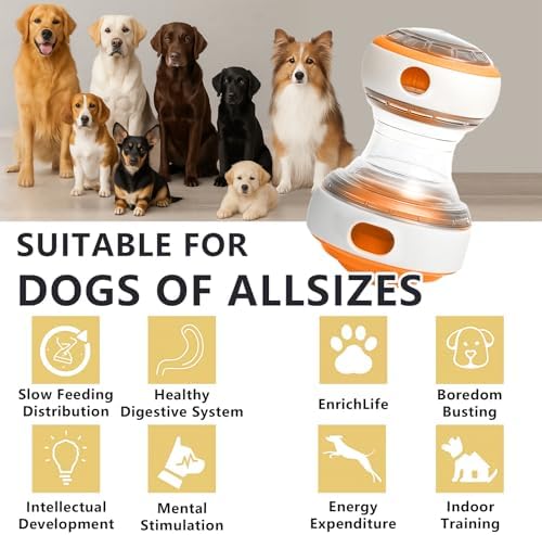 Kalimdor Interactive Dog Puzzle Toys for Boredom, Treat Dispensing Dog Toys, Dogs Enrichment Toy to Keep Them Busy, Treat Dispensing Slow Feeder,Mental Stimulation and Training (Orange)