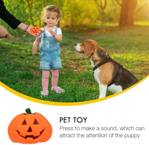 Homoyoyo 3Pcs Pumpkin Shaped Dog Sound Toy, Squeaky Pet Ball Toy for Training and Interactive Play, Assorted Colors, 3.14 x 3.14 x 2.36 Inches