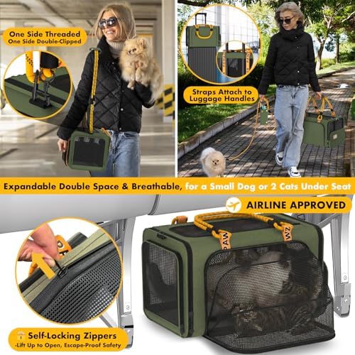 PAWZIDEA Double Pet Stroller with 2 Detachable Carrier for Multiple Pets