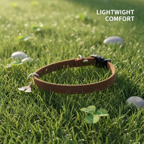 Brown Polyester Collar with Built-in Tag Slot for Quiet, Snag-Free Wear
