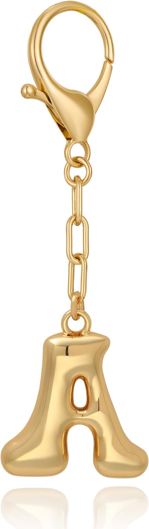 WOWORAMA Initial Letter Keychain for Women Chunky Gold Bubble Letter Bag Charm Purse Charm Personalized Keyrings Accessories